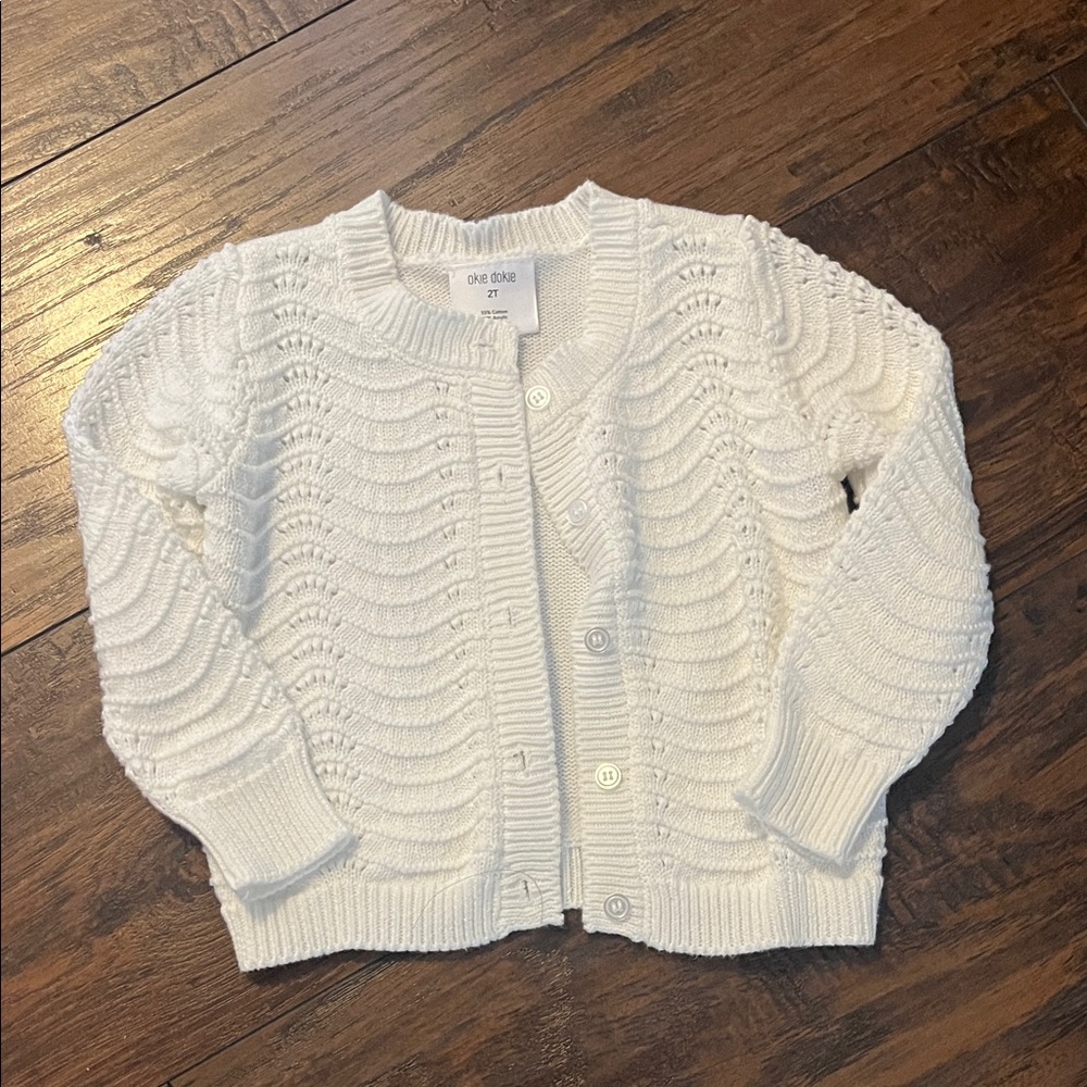 Okie Dokie Girls' White Knit Button-Front Sweater
